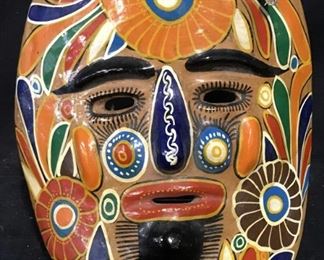 Hand Painted Folk Art Earthenware Mask
