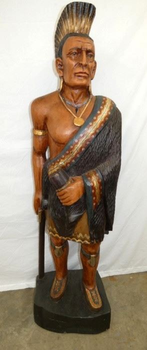 6FT. WOODEN CARVED INDIAN STATUE 