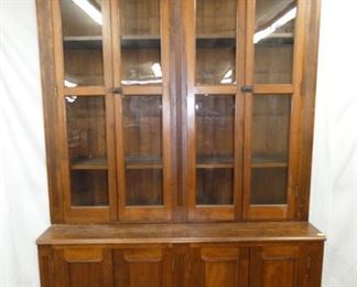 65X99 2PC. WALNUT STORE BOOKCASE/CUPB. 