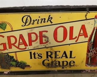 55x36 EMB EARLY GRAPE-OLA SODA SIGN 