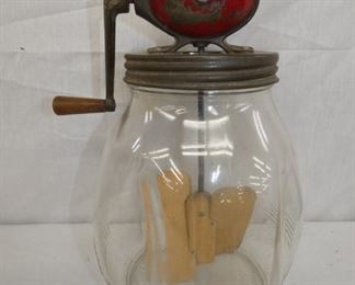 EARLY GLASS BUTTER CHURN 