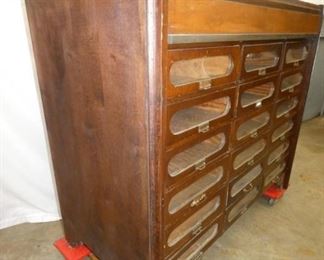 VIEW 3 SIDE EARLY TEXTILE CABINET