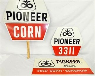 3 PIONEER CORN SEED SIGNS 