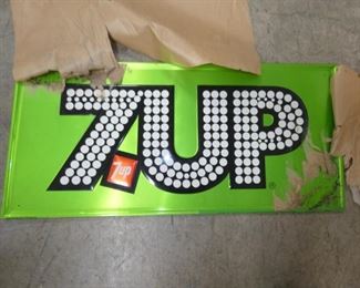 36X17 EMB. OLD STOCK 7UP SIGN 