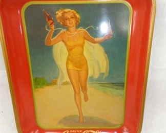 1930'S COKE TRAY W/ SWIM SUIT 