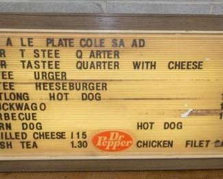 PLASTIC LIGHTED DR. PEPPER MENU 