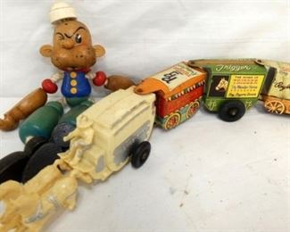 ROY ROGERS TIN TRAIN/WOODEN POPEYE 