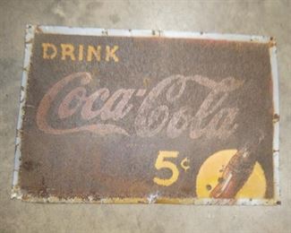 28X19 DRINK COCA COLA 5 CENT SIGN 