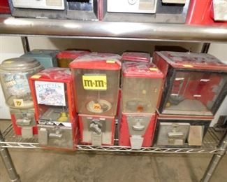 VARIOUS COIN OP GUM/TOY MACHINES 