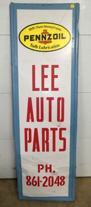 24x72 LEE AUTO PARTS PENNZOIL SIGN 