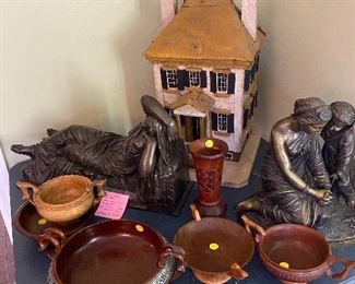 Bronze sculptured figurines And handmade bowls 