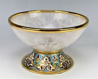Rock Crystal Bowl & Champleve Enamel Base - Lot 116a