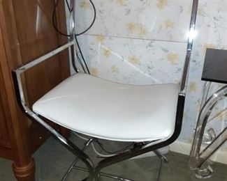 Cross leg Chrome lucite side chair