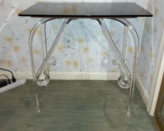 Unusual lucite side table curved legs