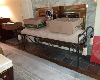 Large cast iron foyer bench