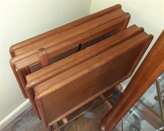 Set of wood TV trays