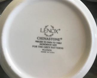 Lenox China stone grey pinstripe dishes set for 8 settings total 126 pcs 
