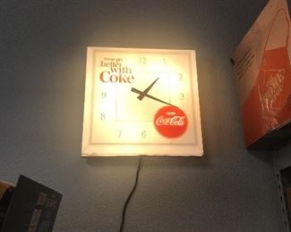 Antique light up Coke working clock