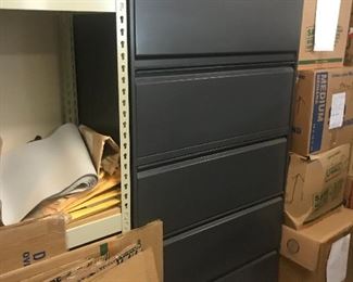 2 Metal shelf letter file cabinets with lockable doors stackable and 1 metal lateral file lockable drawers 
