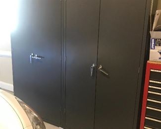 2 Metal storage cabinets lockable doors 5 adj shelves 