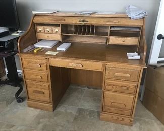 Solid Oak roll top desk 