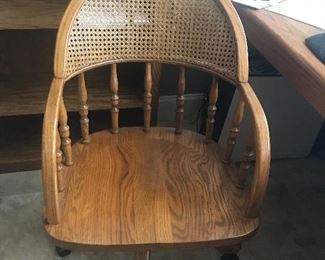Solid rolling cane back desk chair 