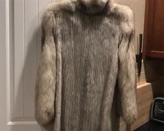 Back side of Silver Fox Fur coat 