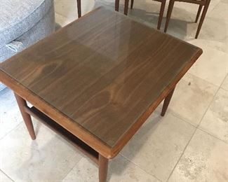 Solid Teak side table with glass 