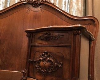 SIGNED Antique 19th Century armoire, full bed, and nightstand by French  furniture maker Antoine Bastet, Lyon, France