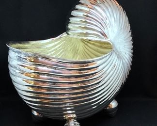 Los Castillo silversmiths, Mexico silverplate Nautilus champagne cooler, signed