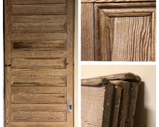 MONUMENTAL PAIR of pocket doors, EACH 115” high by 46” wide by 1 1/2” thick. These came from an historic building on Maximillian Street in Baton Rouge. Solid antique pine.  Build them in as doors,  or WALLS!