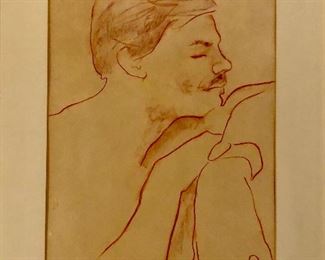 George Valentine Dureau, Louisiana, 1930-2014, original conte crayon drawing, “Portrait”, signed and dated 1968. 