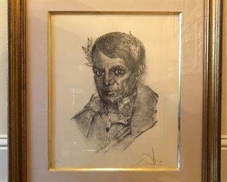 Salvador Dali, “Portrait of Picasso”, lithograph 