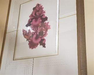 Very large framed floral print