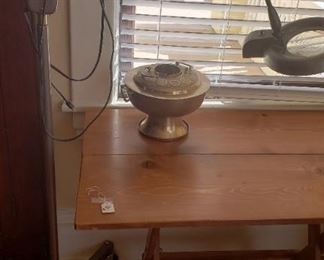 floor lamp/magnifier, crossword puzzle table