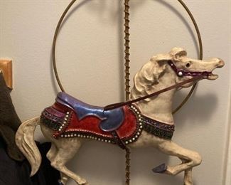 unusual vintage metal sculpture of carousel horse  $40