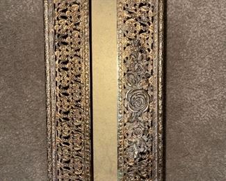 Vintage *Gold Hollywood Ornate TISSUE KLEENEX HOLDER Cover Antique Floral $65