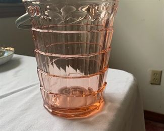Pink depression glass ice bucket