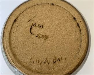 Signed pottery bowl by Karen 2003