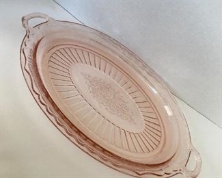 Pink Depression glass small platter