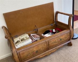 Beautiful chest/bench with painted scene