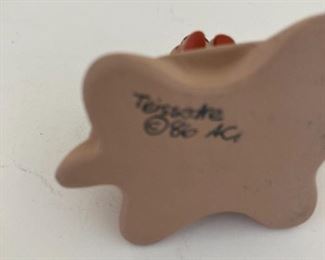 Signed clay sculpture