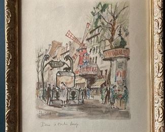 Herbelot Paris, 6 Moulin Rouge. Original Painting done in the 1960's along the Sienne River in Paris.