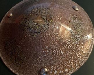 Beautiful round glass hanging light and additional 3 drop lights with colorful glass pattern