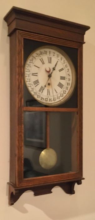 ANTIQUE CALENDAR WALL DROP CLOCK