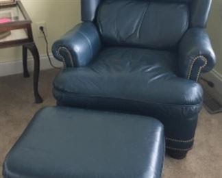 SUPER HIGH END HANCOCK & MOORE LEATHER CHAIR & OTTOMAN