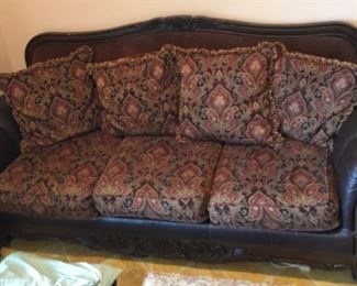 LEATHER, WOOD & FABRIC SOFA