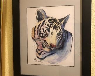 Signed and Framed Tiger Print 