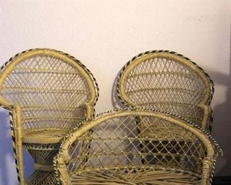 Mini Wicker Peacock Chairs, great for dolls or plants! 