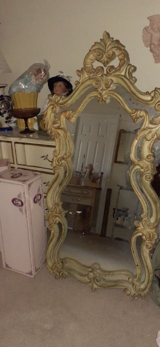 BIG Wood Frame Vintage Mirror